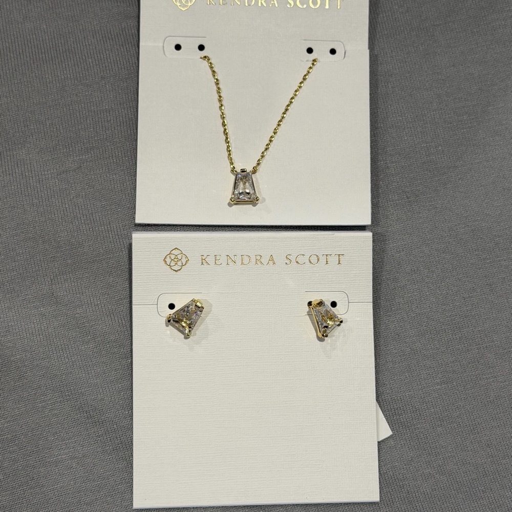 Kendra Scott Gold Necklace and Earrings